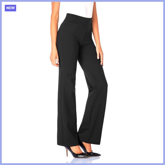 High Waist Stretchy Bootcut Pants with Ponte Fabric for Office Business Casual